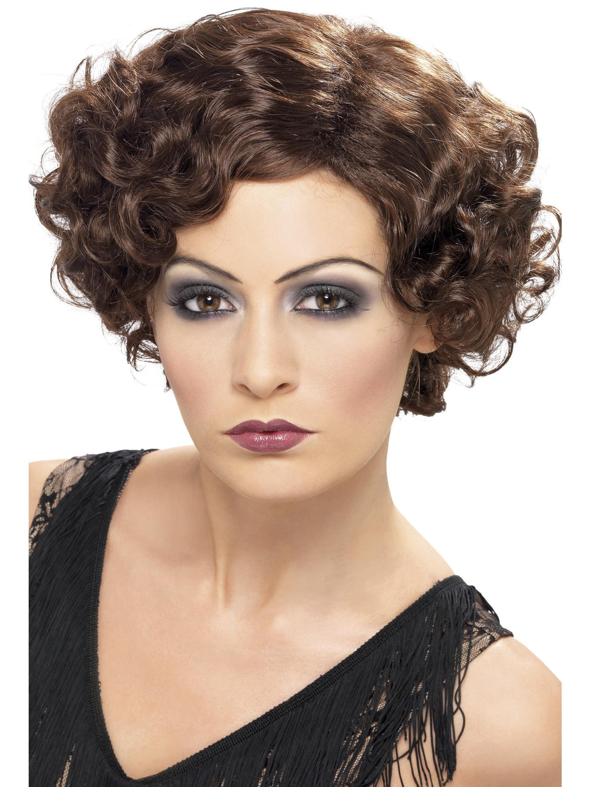 FLAPPER WIG BROWN, ADULT - Black - Side