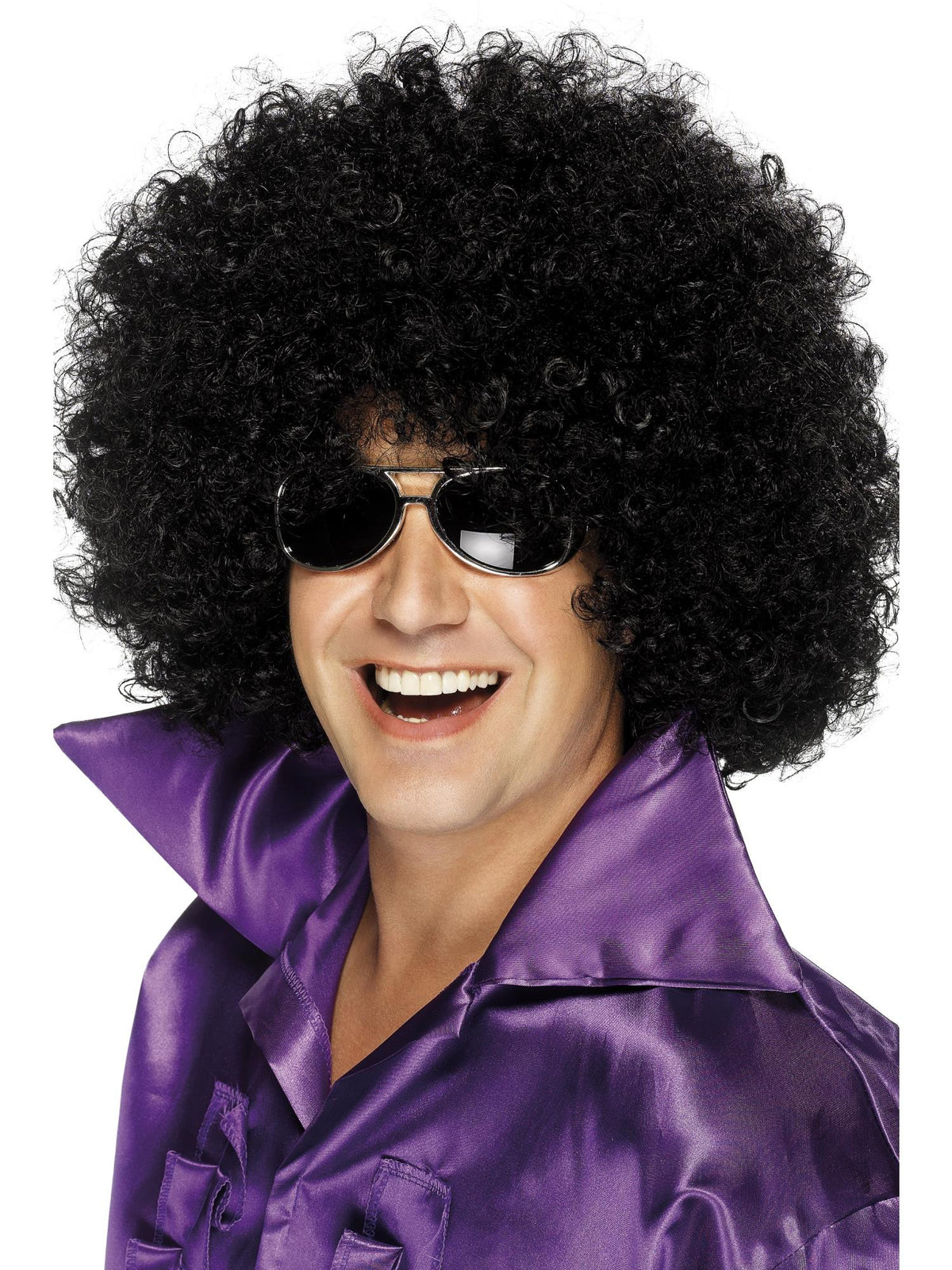 AFRO MEGA-HUGE BLACK WIG, ADULT - Black - Back
