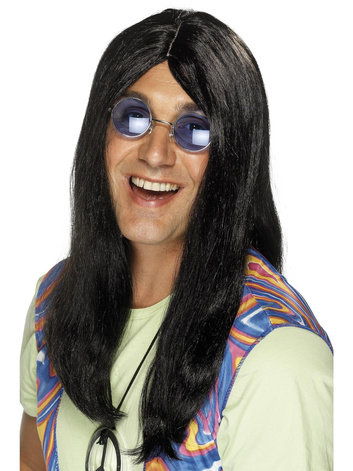 NEIL HIPPY WIG, ADULT - Black - Back