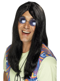 NEIL HIPPY WIG, ADULT - Brown - Back