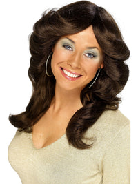 70S FLICK WIG, ADULT - Brown - Front