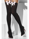 THIGH HIGHS BLACK WITH PINK BOWS, ADULT - Front
