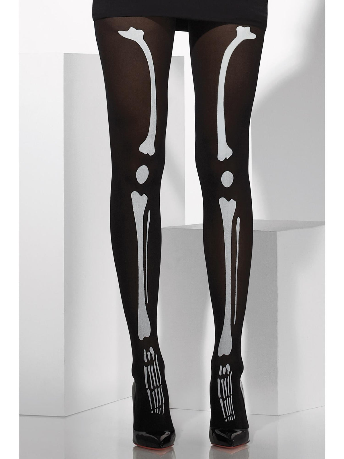 TIGHTS BLACK WITH SKELETON PRINT, ADULT - Back