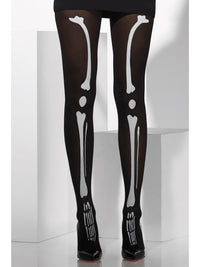 TIGHTS BLACK WITH SKELETON PRINT, ADULT - Back