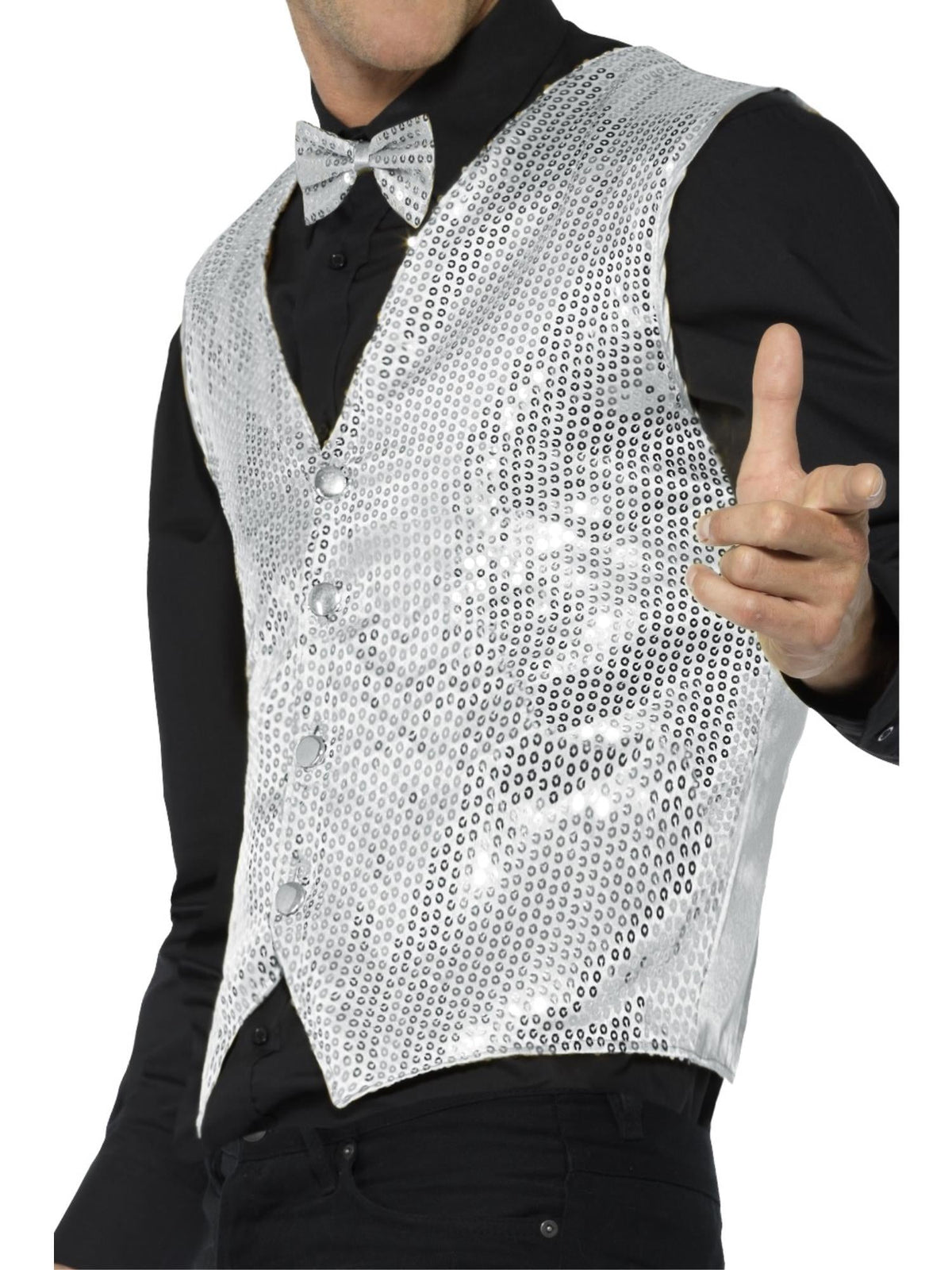 WAISTCOAT - SILVER SEQUIN, ADULT - Back