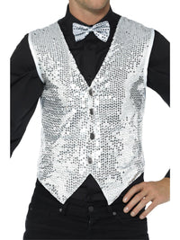 WAISTCOAT - SILVER SEQUIN, ADULT - Front