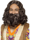 HIPPIE/JESUS WIG &amp; BEARD SET, ADULT - Front
