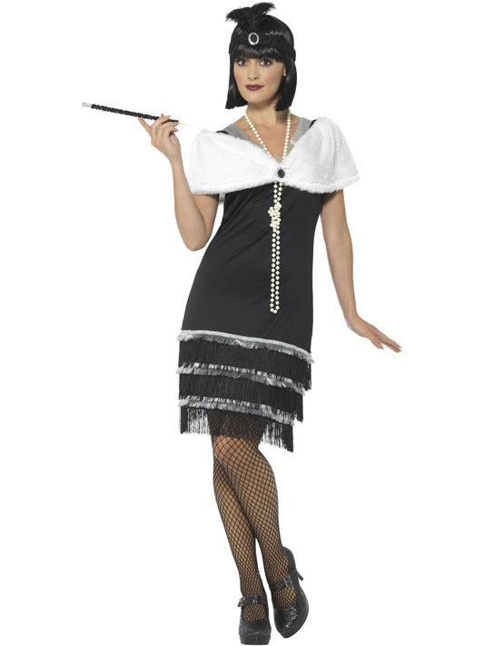 FLAPPER DELUXE COSTUME WITH STOLE, ADULT - Front