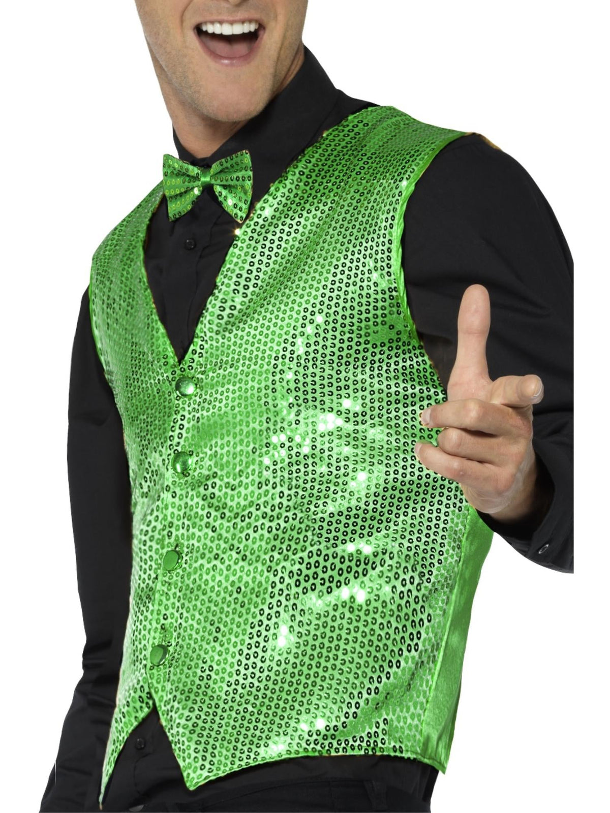 SEQUIN WAISTCOAT GREEN, ADULT - Back