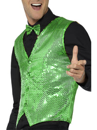 SEQUIN WAISTCOAT GREEN, ADULT - Back