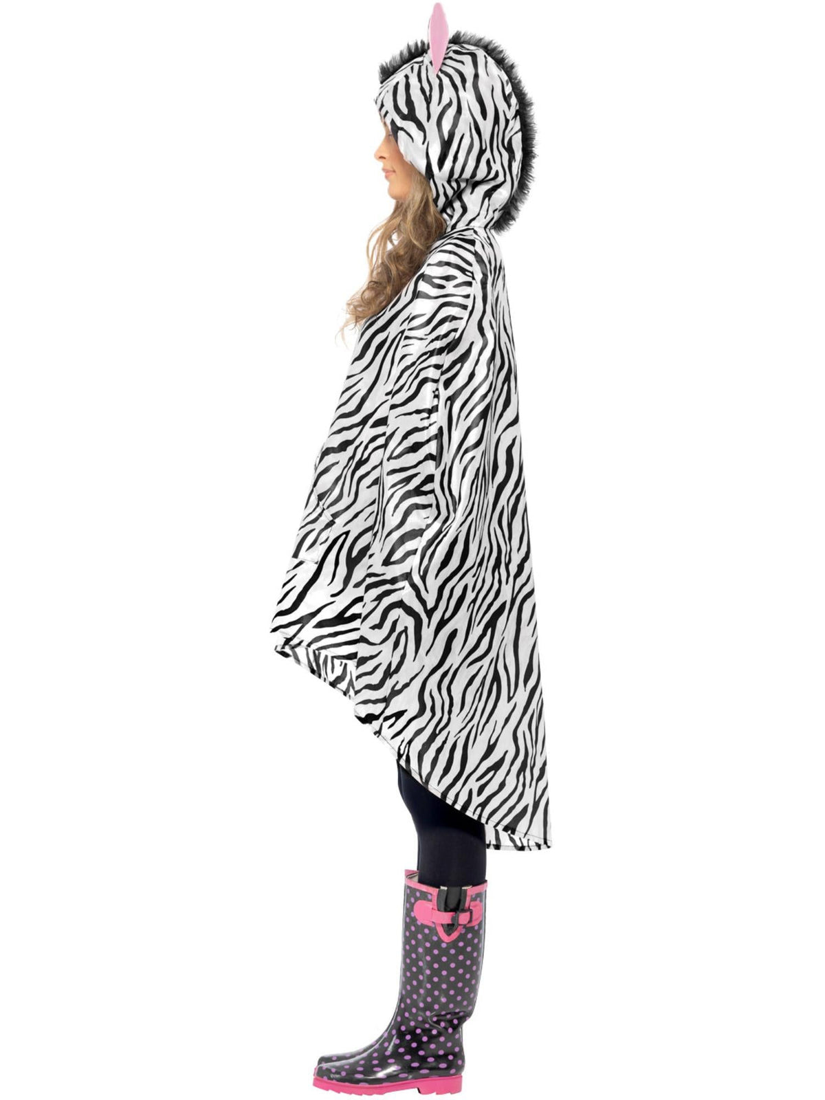 ZEBRA PARTY PONCHO, ADULT - Back