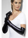GLOVES, BLACK WET LOOK, ADULT - Front