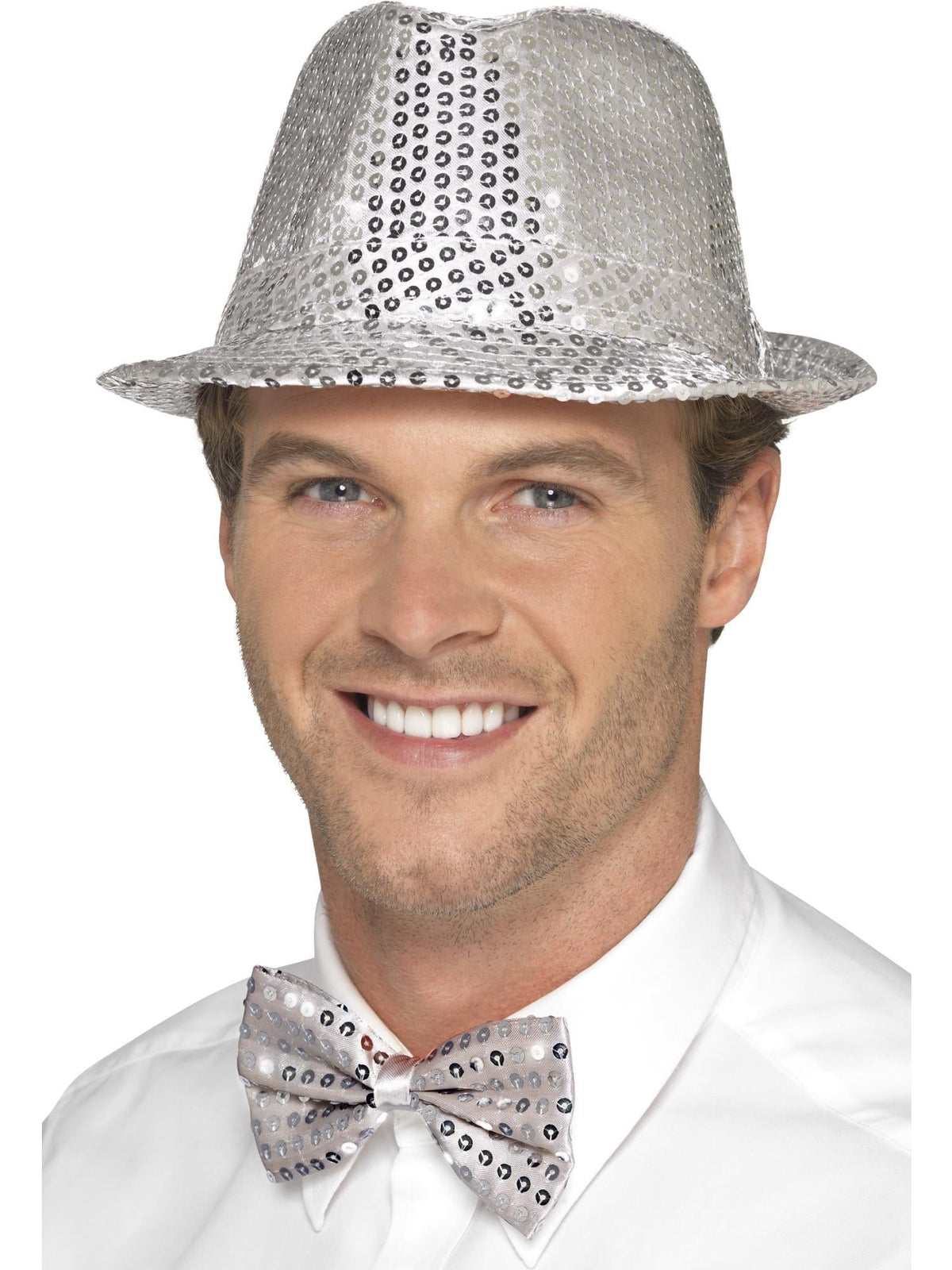 SILVER SEQUIN HAT, ADULT - Back
