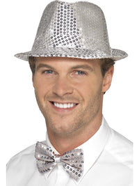 SILVER SEQUIN HAT, ADULT - Back