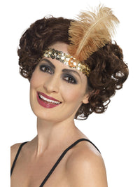 FLAPPER GOLD HEADBAND, ADULT - Front