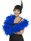 FEATHER BOA BLUE DELUXE, ADULT - Front