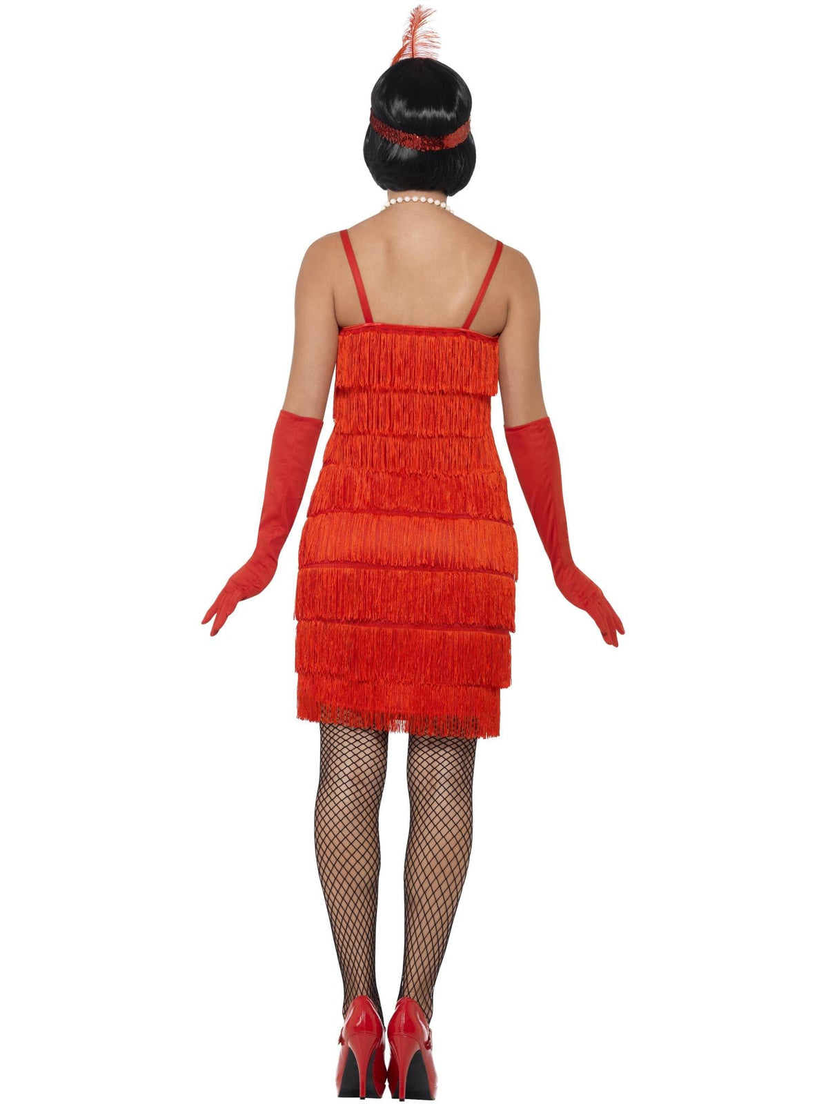 FLAPPER COSTUME, RED, WITH SHORT DRESS - L - Packaging