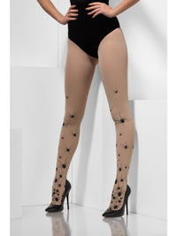 TIGHTS OPAQUE WITH BLACK SPIDERS, ADULT - Front