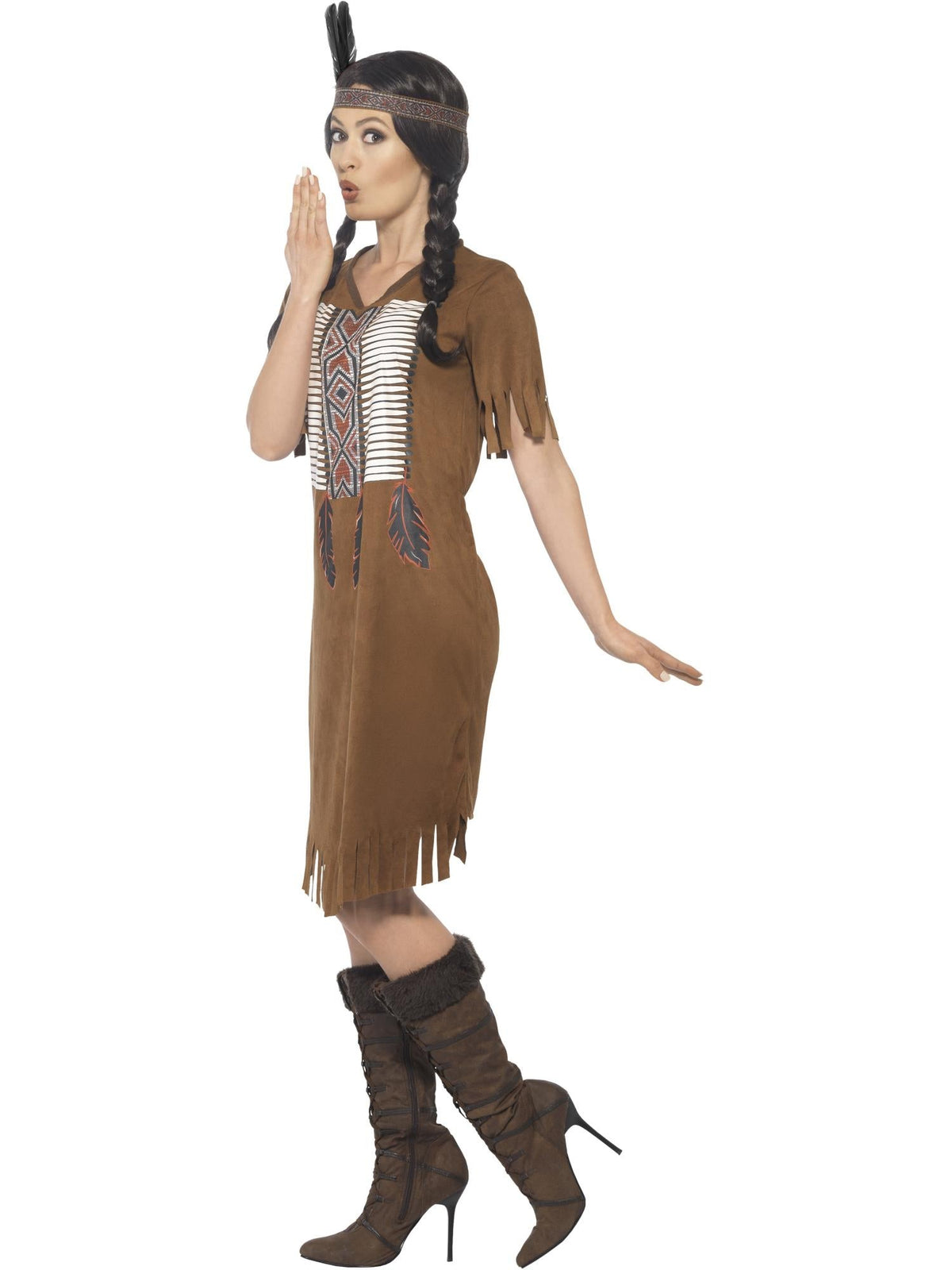 NATIVE AMERICAN WARRIOR PRINCESS COSTUME, ADULT - Back