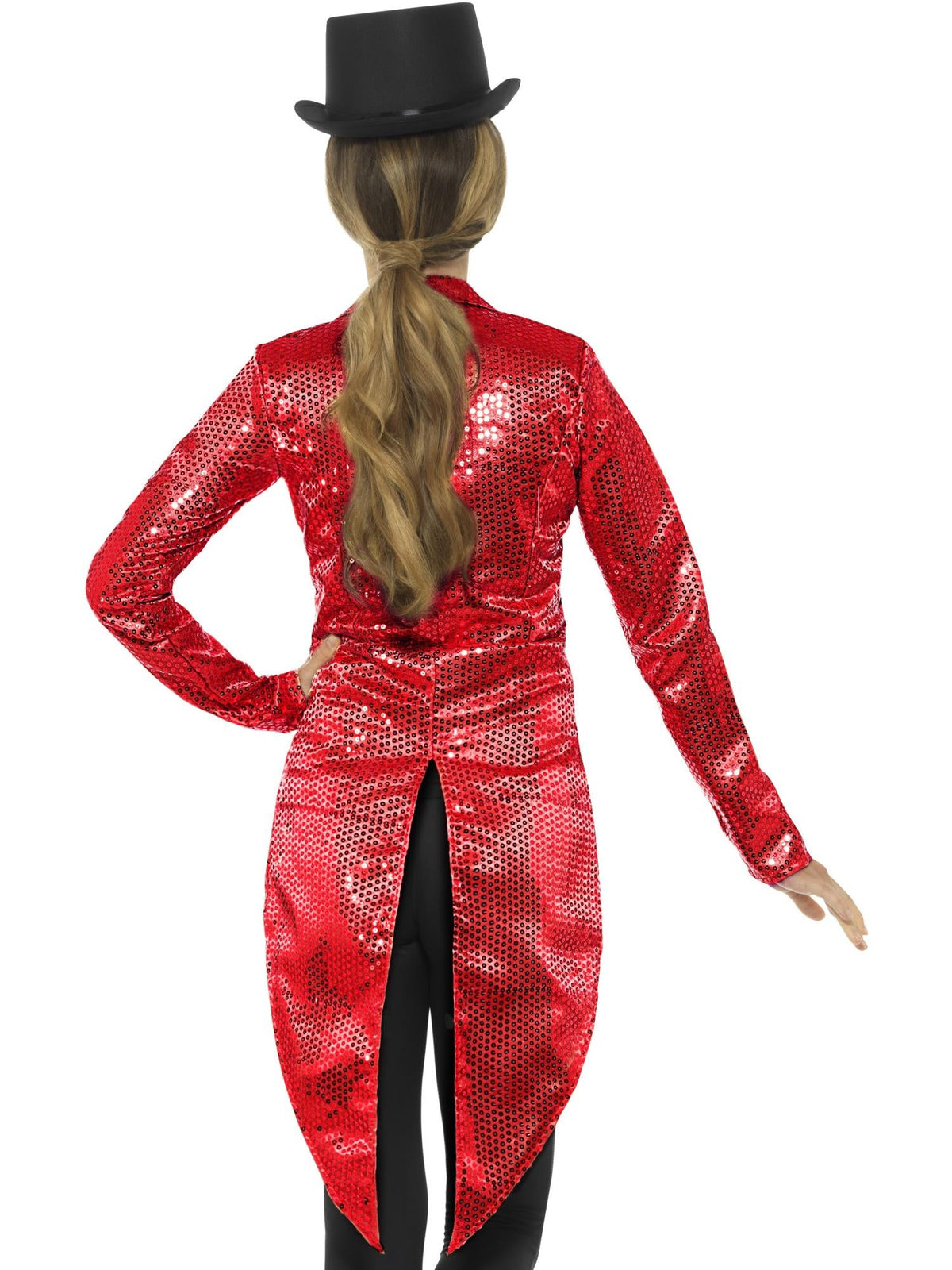 SEQUIN TAILCOAT LADIES JACKET, RED - Side