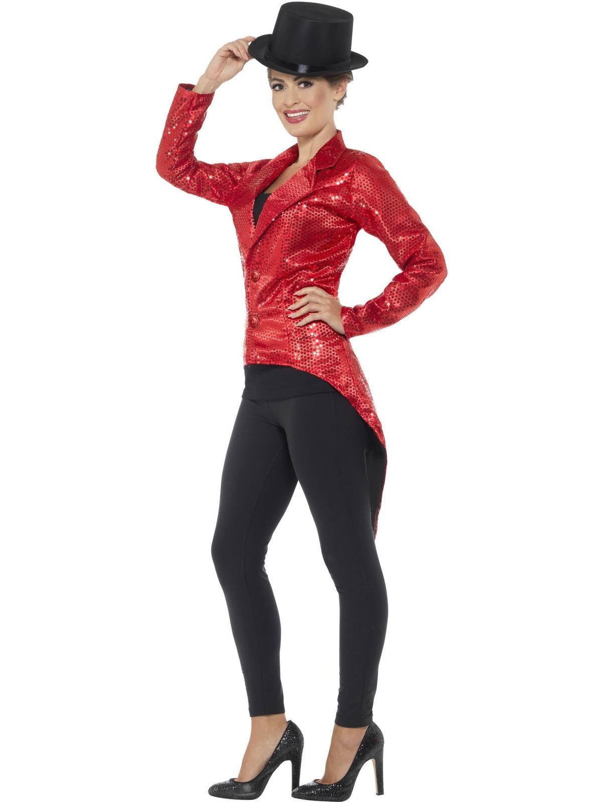 SEQUIN TAILCOAT LADIES JACKET, RED - Back