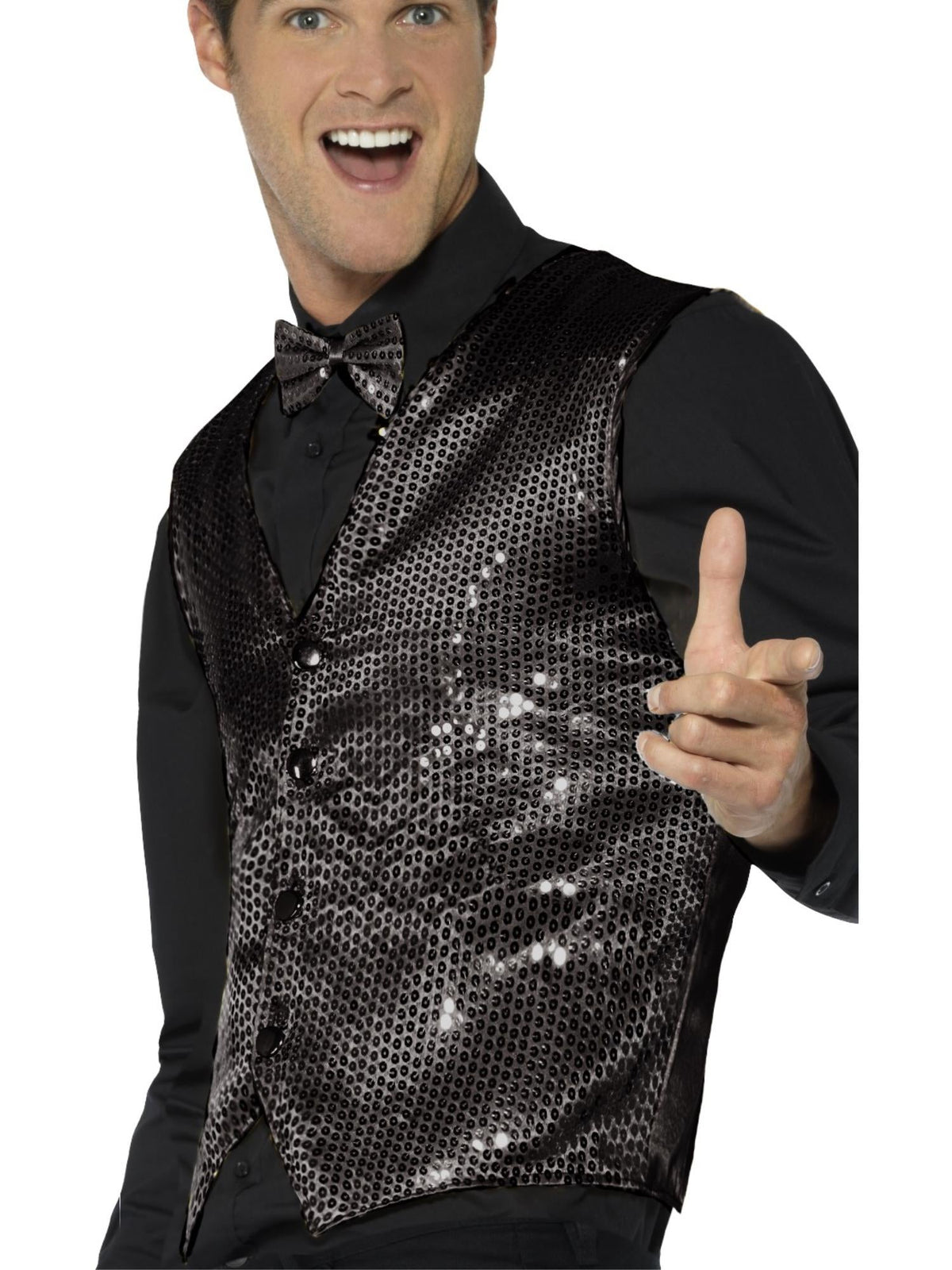 WAISTCOAT - BLACK SEQUIN, ADULT - Back