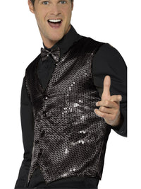 WAISTCOAT - BLACK SEQUIN, ADULT - Back