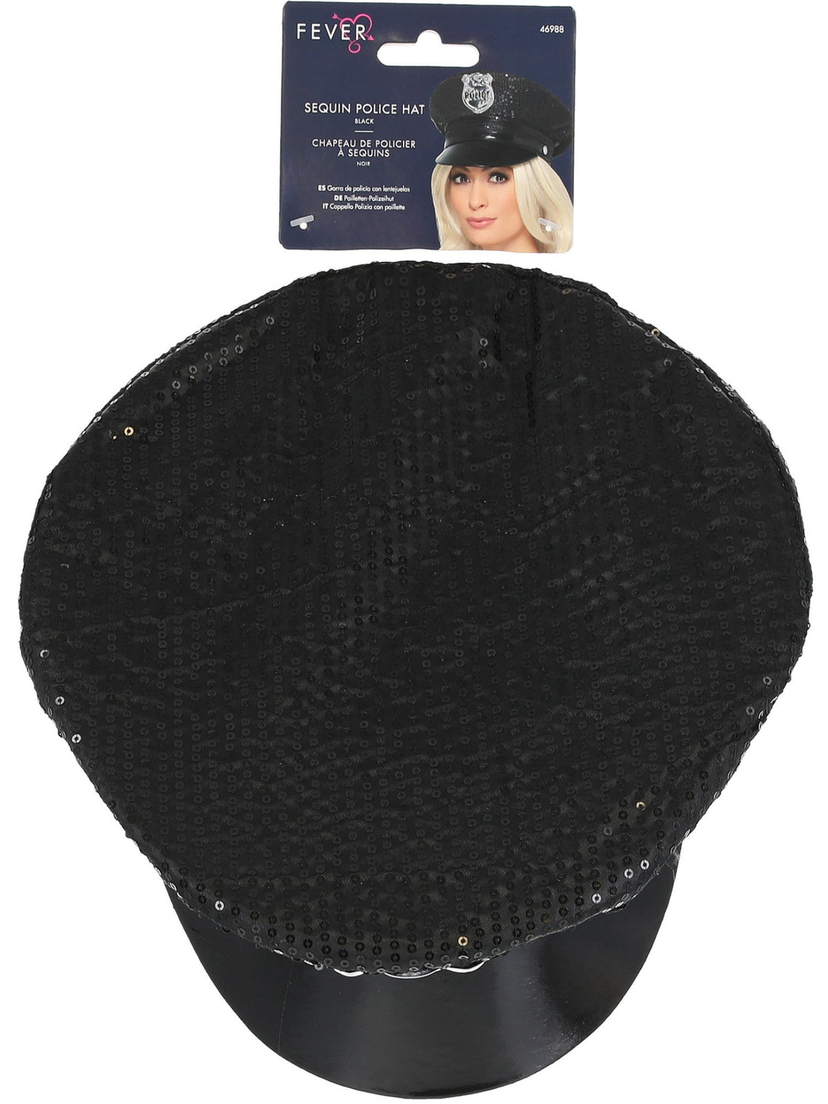 FEVER SEQUIN POLICE HAT, ADULT - Back