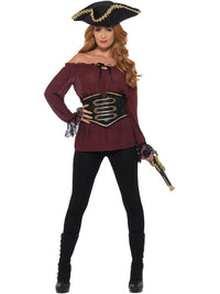 DELUXE PIRATE SHIRT, LADIES, BURGUNDY - S - Back