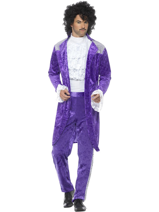 80S PURPLE MUSICIAN COSTUME, ADULT - Front
