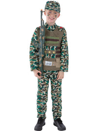 CAMOUFLAGE MILITARY BOY COSTUME, CHILD - Front