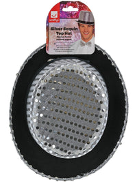 TOP HAT SILVER SEQUIN, ADULT - Side