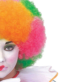 CLOWN MULTI COLOUR NEON WIG - ADULT - Side
