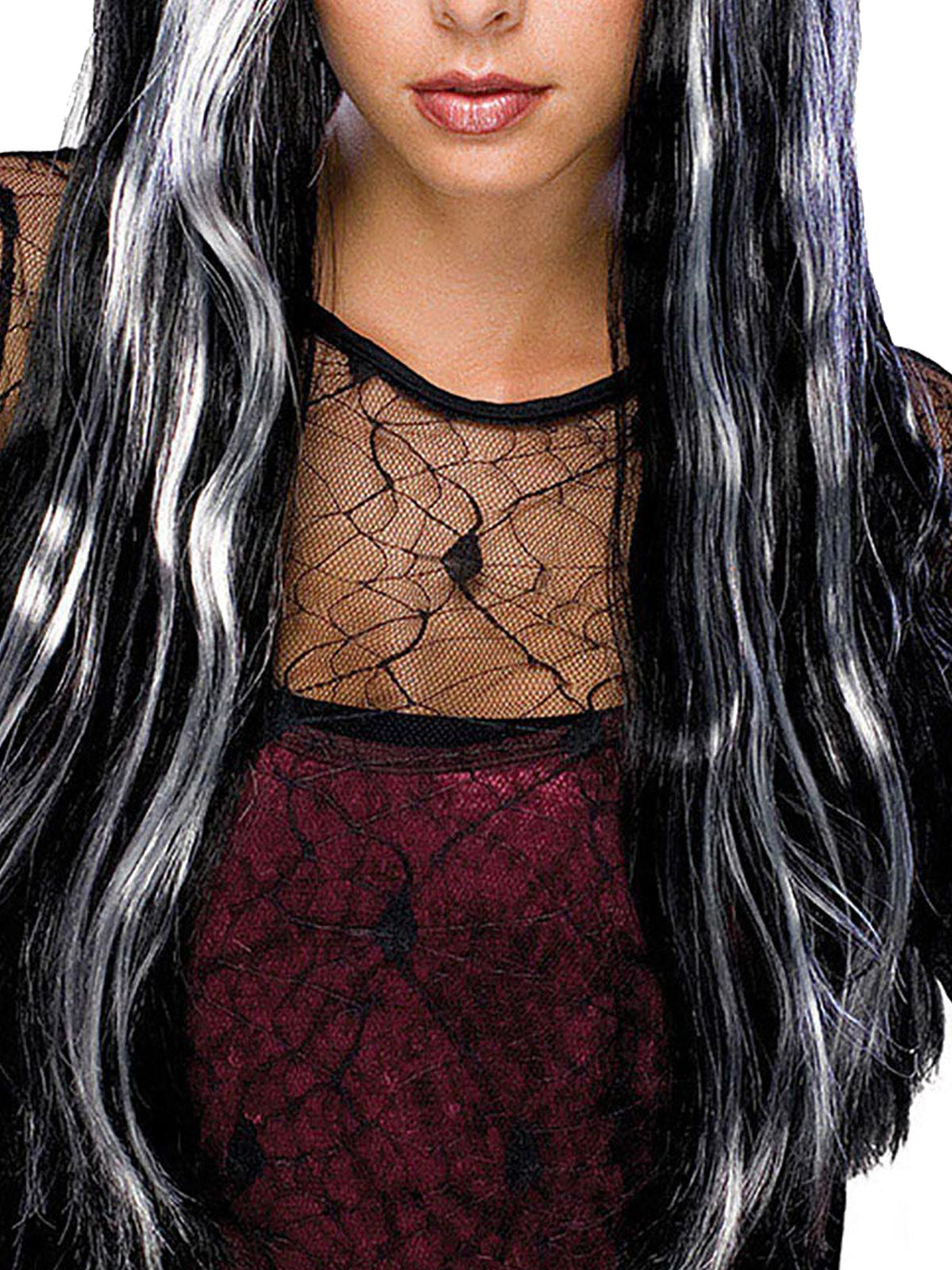 WITCH GREY STREAKED WIG - ADULT - Side