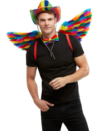 RAINBOW FEATHER WINGS, ADULT - Front