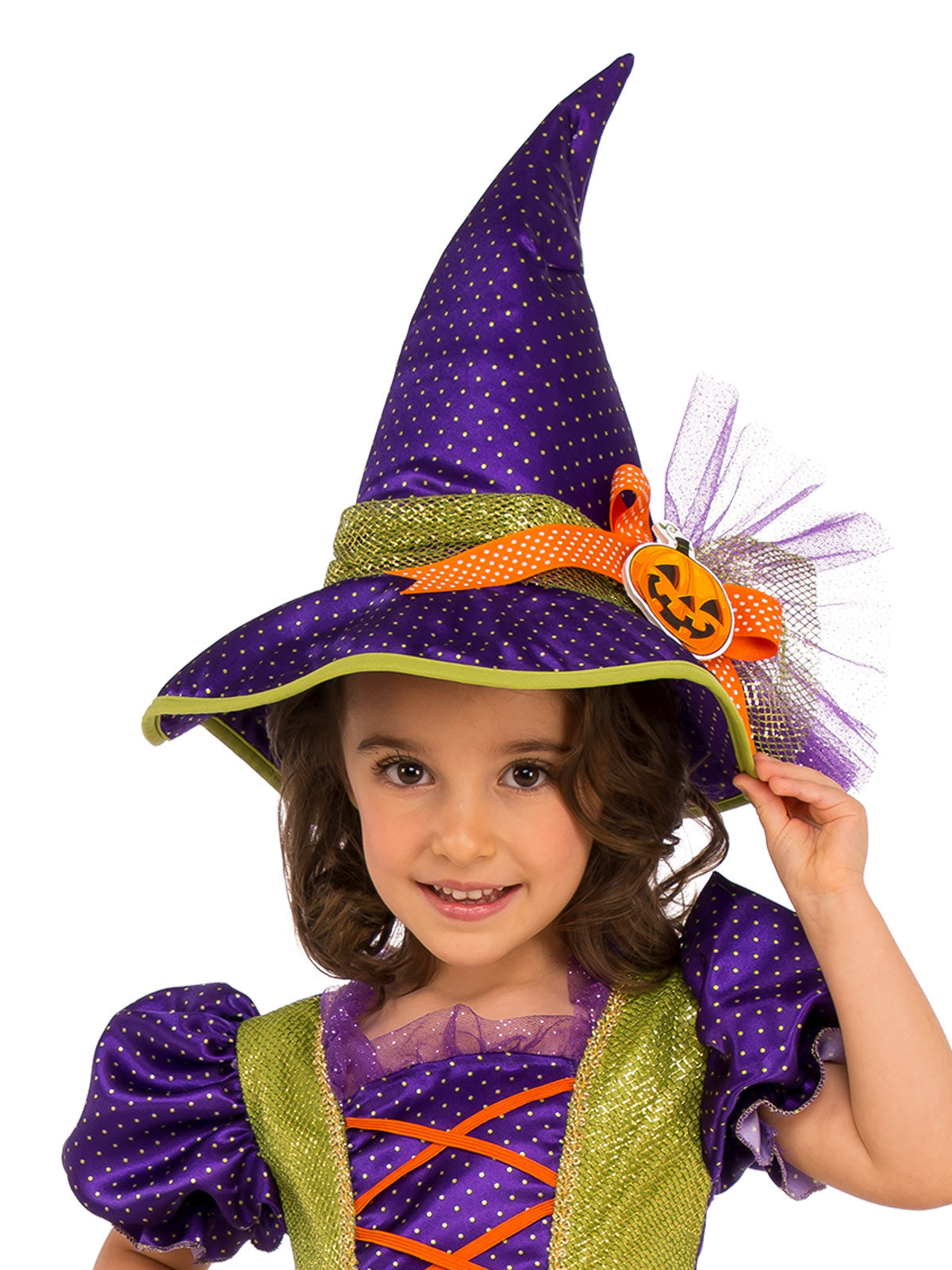PUMPKIN WITCH COSTUME, CHILD - M - Back