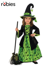 GREEN WITCH COSTUME, CHILD - Front