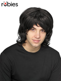 70'S BLACK SHAG WIG - ADULT - Front