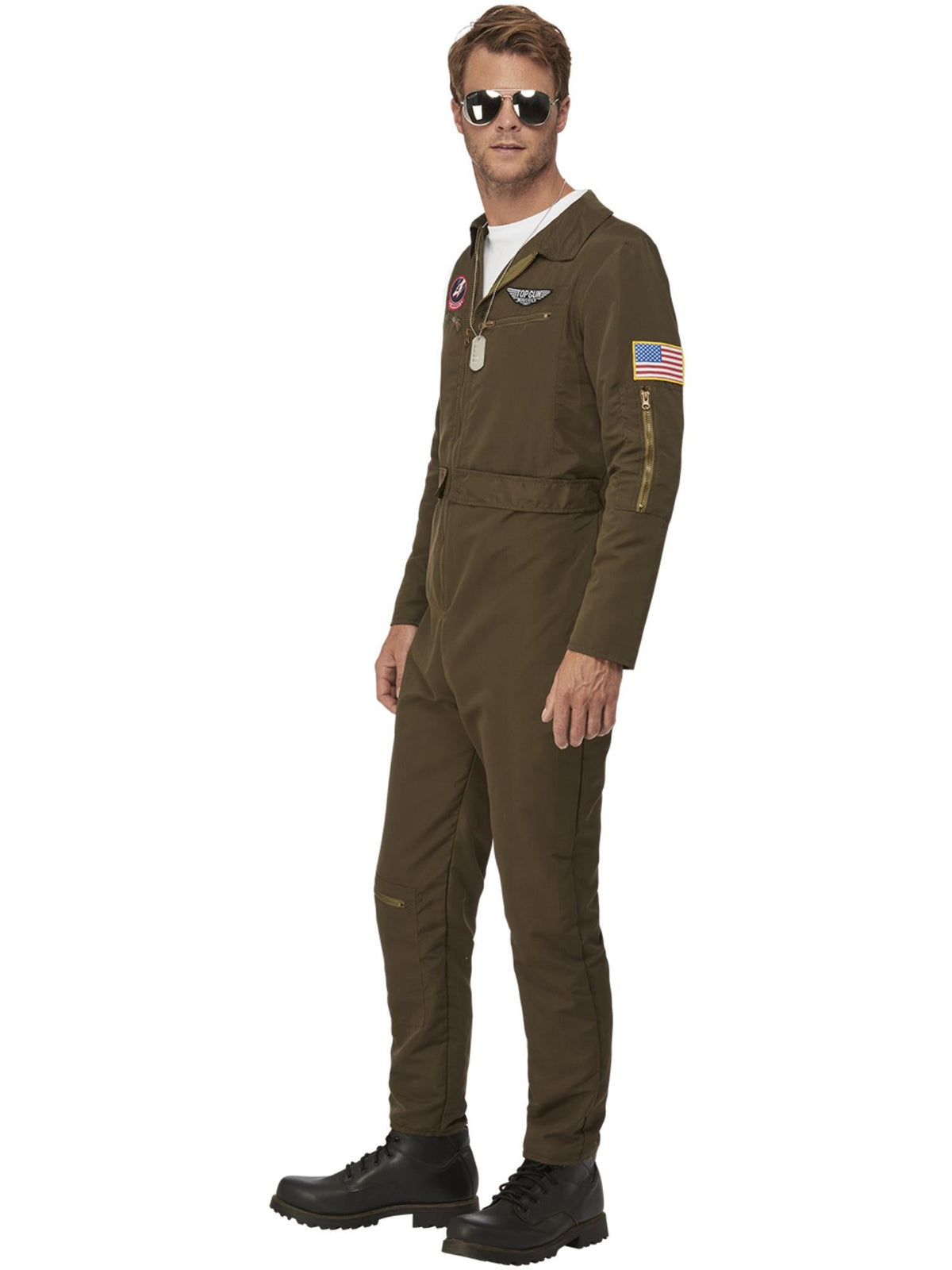 TOP GUN MAVERICK MEN'S AVIATOR COSTUME, GREEN - L - Side