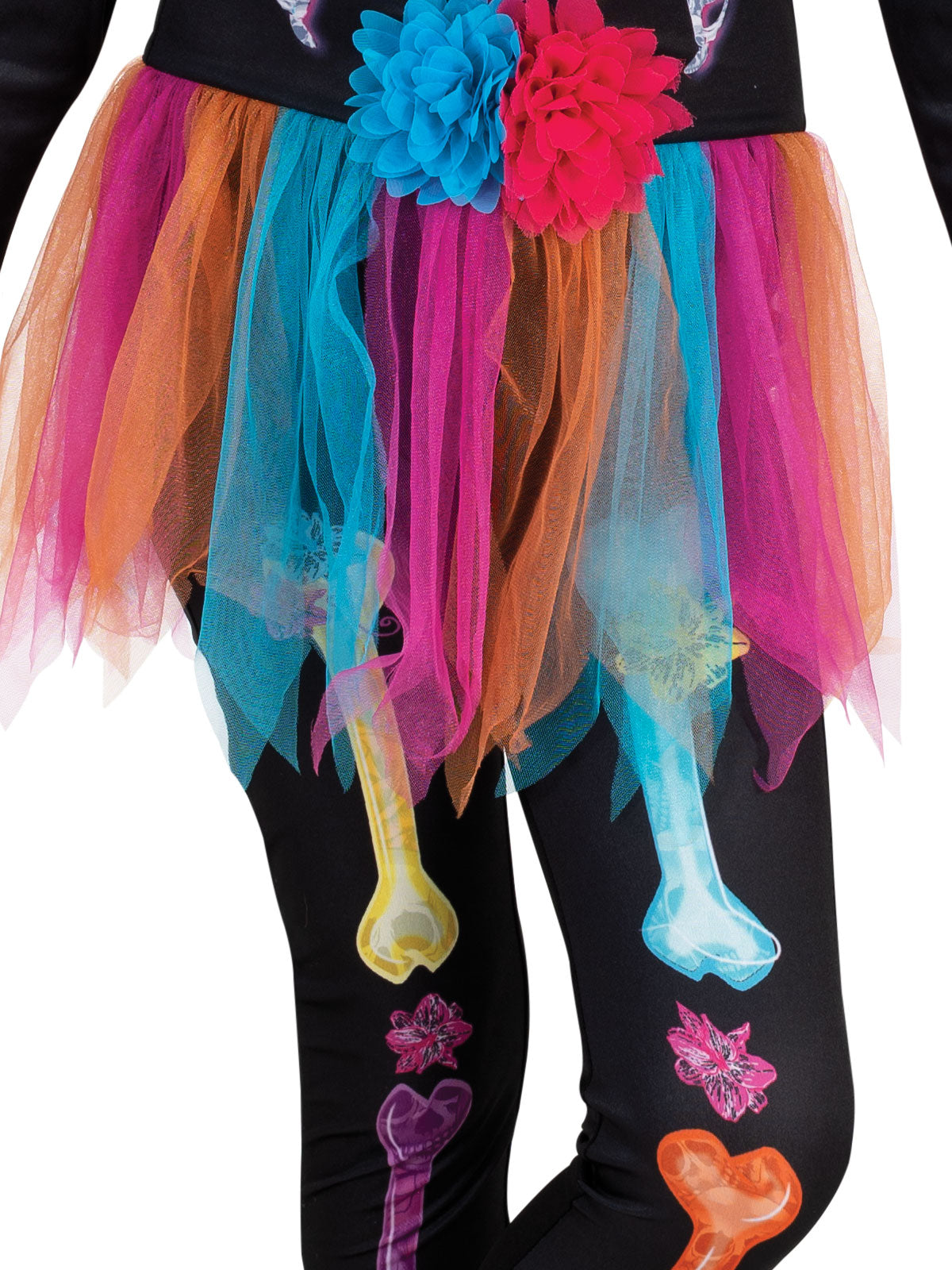 SKELETON GIRL NEON COSTUME, CHILD - Side