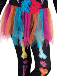 SKELETON GIRL NEON COSTUME, CHILD - Side