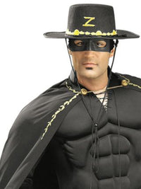ZORRO DELUXE MUSCLE CHEST COSTUME, ADULT - Back