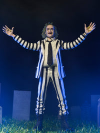 BEETLEJUICE (1988) - BLACK &amp; WHITE STRIPED SUIT BEETLEJUICE - 7" SCALE ACTION FIGURE - Packaging