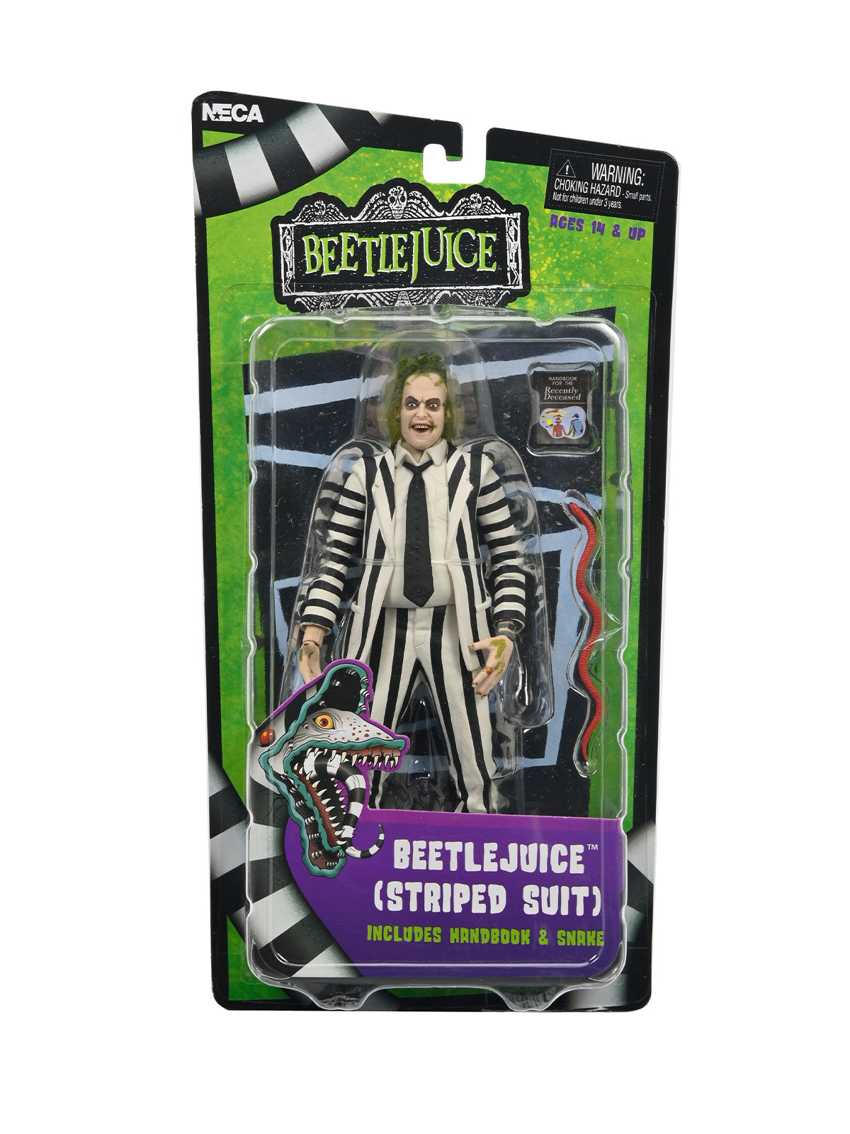 BEETLEJUICE (1988) - BLACK &amp; WHITE STRIPED SUIT BEETLEJUICE - 7" SCALE ACTION FIGURE