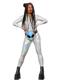 FEVER MISS WHIPLASH MIRROR HOLOGRAPHIC COSTUME, ADULT - S - Back