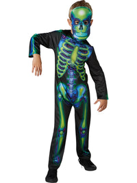 NEON SKELETON GLOW IN THE DARK COSTUME, CHILD - Back