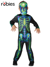 NEON SKELETON GLOW IN THE DARK COSTUME, CHILD - Front