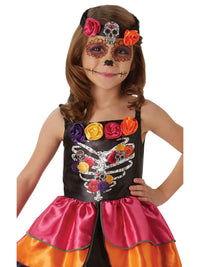 SUGAR SKULL DAY OF THE DEAD COSTUME, CHILD - Side