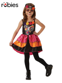 SUGAR SKULL DAY OF THE DEAD COSTUME, CHILD - Front