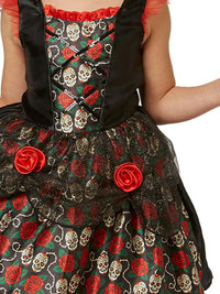 RED ROSE DAY OF THE DEAD COSTUME, CHILD - Side
